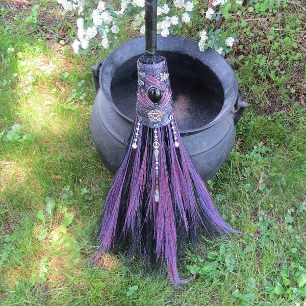 Witch's Broom 38", MADE TO ORDER,Wiccan Besom Broomstick, Witchcraft, Pagan Home Decor, Altar Broom, Wicca Wedding Gift Idea, Gift for Witch