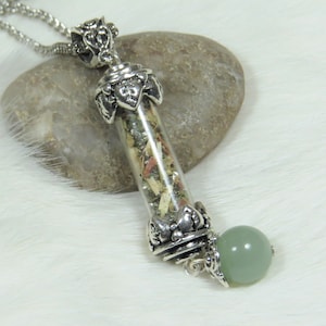 Witch&#39;s Good Luck Talisman Necklace, Pyrite Capsule Pendant, Fools Gold Witchcraft Charm, Wicca Intention Jewelry