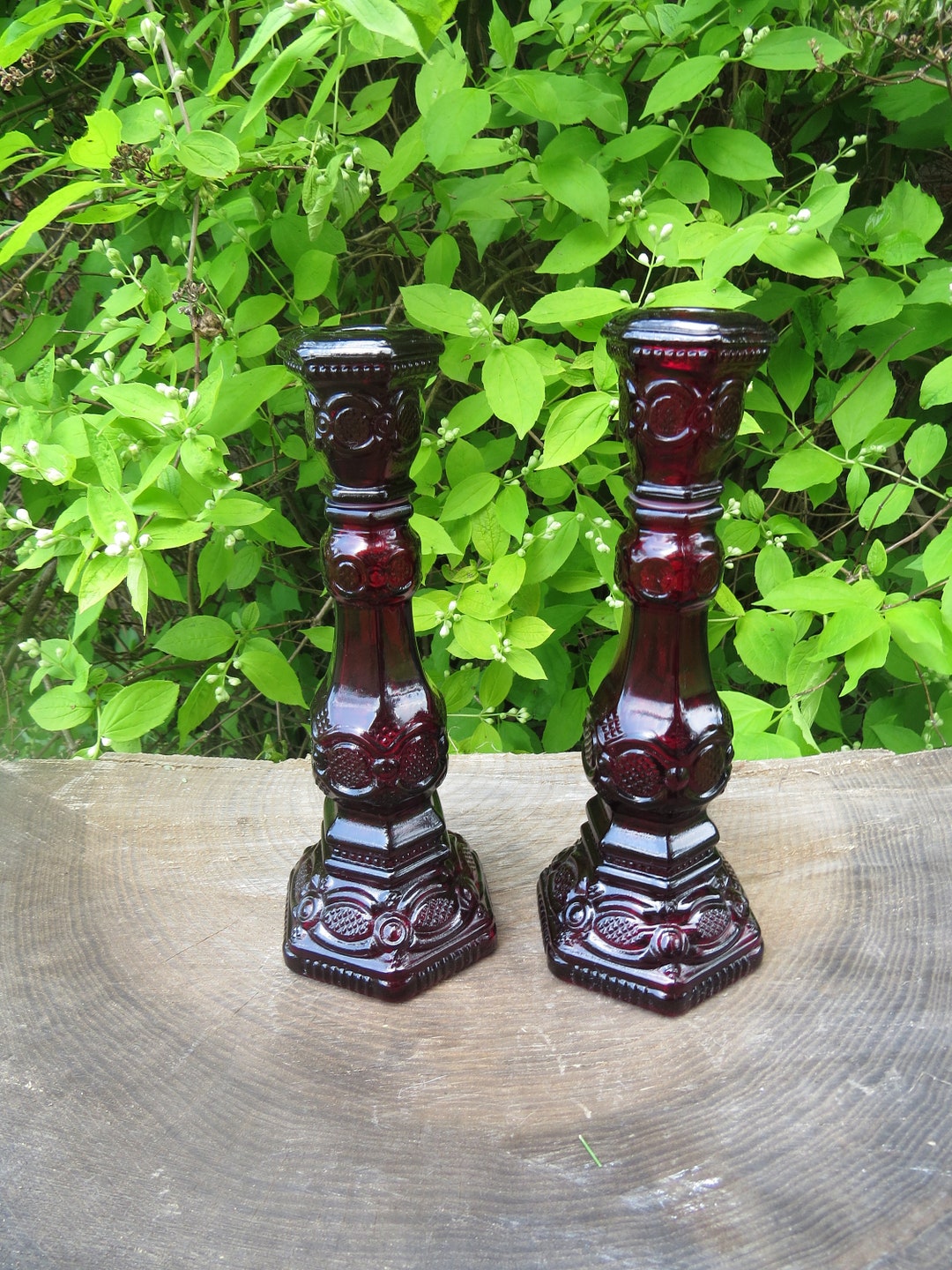 Avon Ruby Red Candlesticks 1876 Cape Cod Collectible Taper Etsy