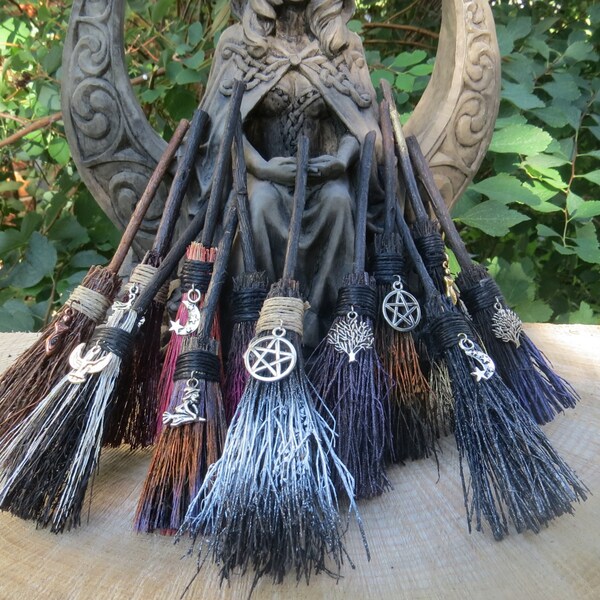 MINI Witches Broom for Travelling Protection,Mini  Broom, Small Altar Broom, Witchcraft, Wicca, Rear View Mirror Witch Broom