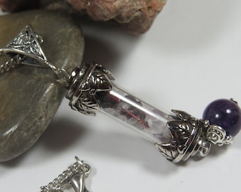 Moonstone Vial Necklace, Witchcraft Charm, Psychic Intention Necklace,  Real Flower Pendant, Intention Jewelry