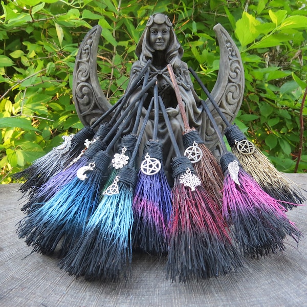 Small MINIATURE Witch's  Altar Broom, Witch's  Car Travel Charm, TINY Wiccan Broom, Travel Protection, Pagan Altar,
