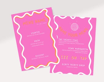 Pink and Orange Dinner and Cocktail Menu Template