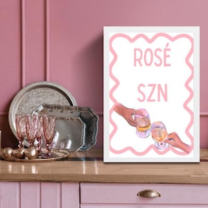 Rosé Season Art Print - Summer Wine Wall Art, Aesthetic Pink Decor