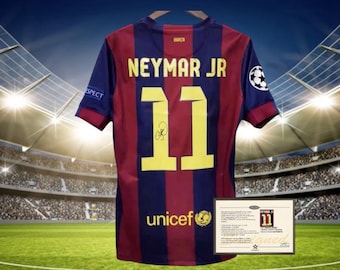 Maillot De Football Signé Neymar Jr – FC Barcelona 2014-15, Cadre Inclus, Certificat