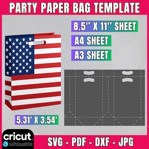 Paper Bag Template Svg, Mini Paper Bag Template, Birthday Bag Svg, Party Favors Bag, Gift Bag Svg, Box Svg, Bag Template, Shopping Bag svg