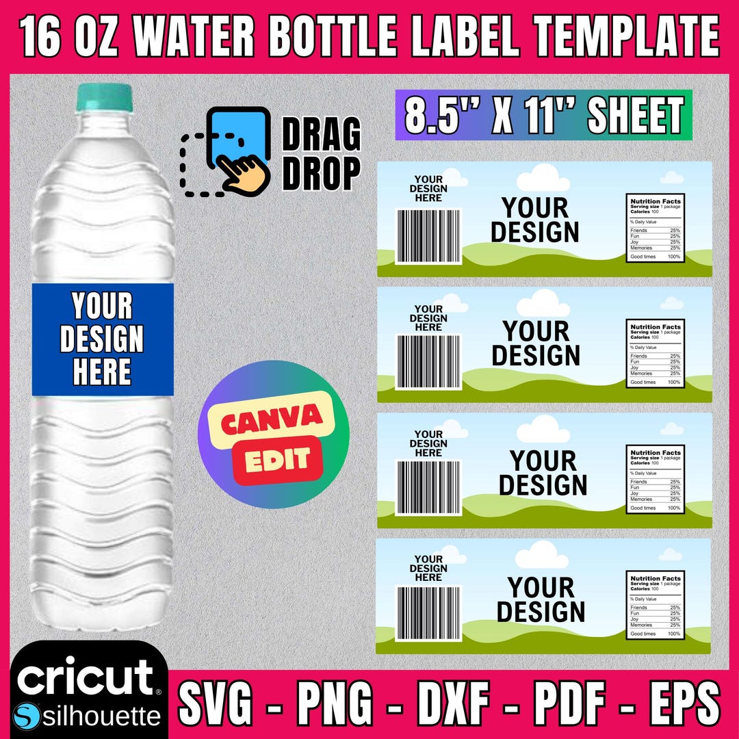 Knicks 16oz Water Bottle Labels – Editable Template (Canva Design)