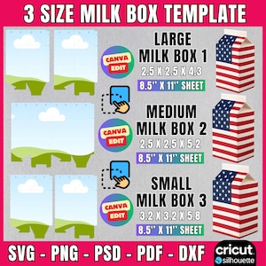 Milk Box Template Bundle, Milk Favor Box Svg, Milk Carbon Template, Box Svg, Favor Box Svg, Box Template Svg, Box Template Cut files