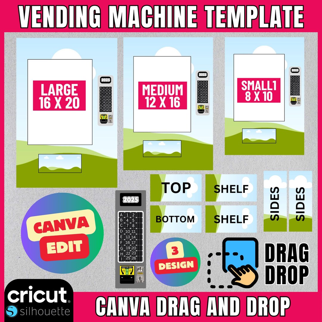 Vending Machine Template SVG, Claw Machine Template Canva, 8x10 12x16 ...