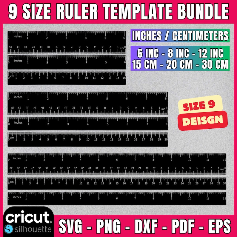 10ft Ruler Format Vector Ruler Svg, Ruler Template Svg Bundle, Laser Cut Ruler, Ruler ...