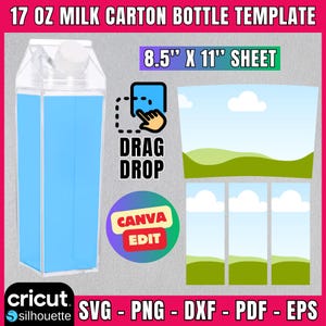 Milk Carton template, Strawberry Milk Water Bottle SVG For Tumbler Full Wrap , Strawberry Cow Milk Carton 16oz Tumbler Warp, png