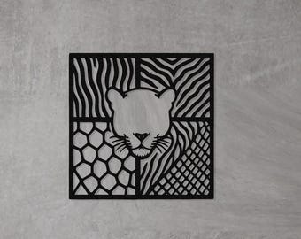 Tiger Silhouette Metal Wall Art, Modern Home Decor