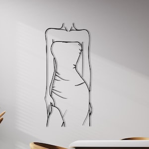Dressed Woman Silhouette Metal Wall Decor, Line Art, Minimalist Line Art, Metal Wall Decor, Metal Wall Art, Wall Art, Christmas Gift, Gift