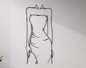 Dressed Woman Silhouette Metal Wall Decor, Line Art, Minimalist Line Art, Metal Wall Decor, Metal Wall Art, Wall Art, Christmas Gift, Gift