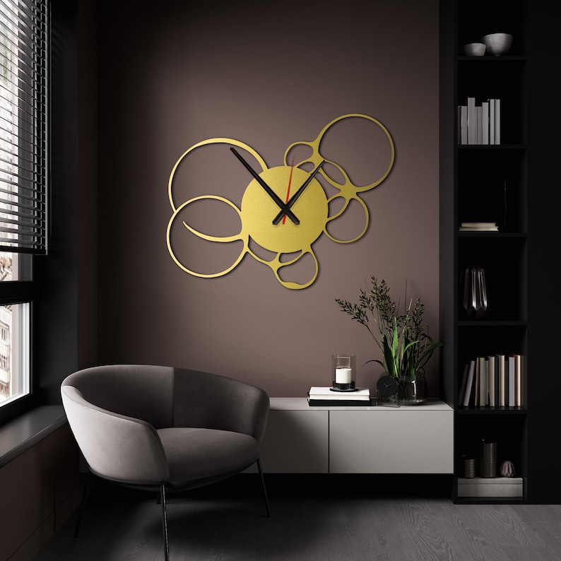 House Clock Design Bubble Design Metal Wall Clock, Modern Living Room Decor - Etsy