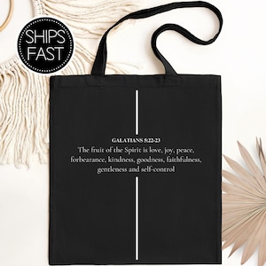 Galater 5: 22-23 Heiliger Geist Geschenk für Sie oder Ihn Christliche Einkaufstasche Benutzerdefinierte Bibel Vers Frucht des Geistes Wiederverwendbare personalisierte Geschenktasche