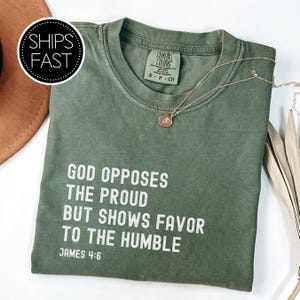 James 4:6 Fathers in Law Gift for Him Christian T Shirt Custom Bible Verse Favor to the Humble Comfort Colors® Personalised Dad Gift Idea