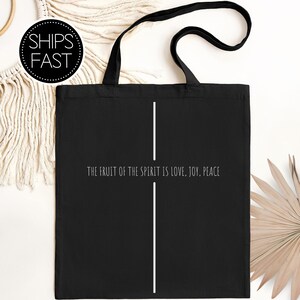 Galater 5:22 Frucht des Geistes Geschenk für sie oder ihn christliche Einkaufstasche Benutzerdefinierte Bibel Vers Liebe Freude Frieden wiederverwendbare personalisierte Geschenktasche