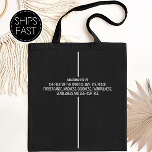 Galater 5: 22-23 Schrift Geschenk für sie Christliche Einkaufstasche Benutzerdefinierte Bibel Vers Frucht des Geistes Wiederverwendbare personalisierte Geschenktasche