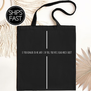 Johannes 15: 5 Frucht des Geistes Geschenk für sie oder ihn christliche Einkaufstasche Benutzerdefinierte Bibel Vers Bär viel Frucht wiederverwendbare personalisierte Geschenktasche