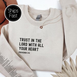 Proverbs 3:5 Fathers In Law Gift Christian Sweatshirt Bible Verse Sleeve Trust In The LORD Personalised Dad Gift Idea