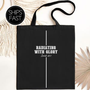 Isaiah 60:1 50th Birthday Gift for Her or Him Christian Tote Bag Custom Bible Verse Radiating With Glory Reusable Personalised Gift Bag