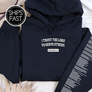 Proverbs 3:5 Co-workers Gift for Her or Him Christian Hoodie Custom Bible Verse Sleeve Trust the Lord Personalised Boss Gift Idea