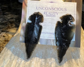 Black Obsidian Arrowhead Earrings