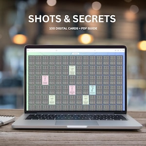 Shots & Secrets | Jogo de bebida digital para festas | 100 cartas de Verdade ou Desafio + Guia em PDF | Download instantâneo | Jogo divertido para adultos
