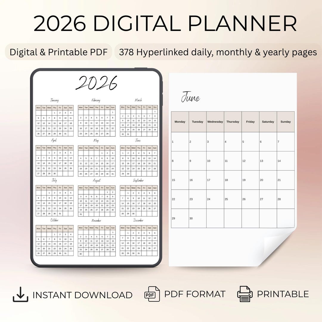 2026 Minimalist Digital Planner | Daily Productivity (printable PDF) - Etsy