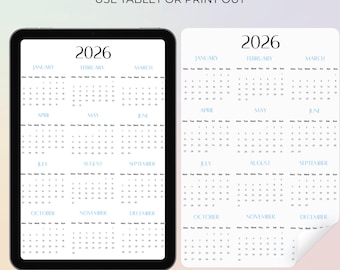 2026 Minimalist Calendar Printable | A4, A5, US Letter (Digital Download)