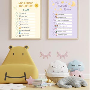 Kids Daily Routine Charts Bundle – Morning and Evening Printable | Back to School Checklist | Visual Routine for Toddlers & Preschoolers
