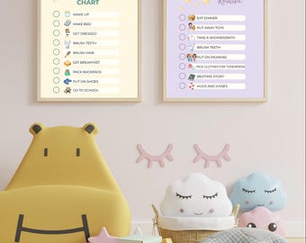 Morgen- und Abendprogramm für Kinder - druckbarer visueller Stundenplan (PDF)