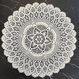 19” Table Crochet Doily— Lace Crochet Doily, Handmade Gift, Vintage Decoration for Home & Table, Elegant Round Crochet Doily