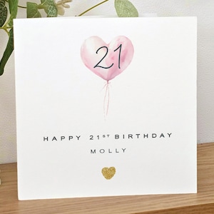 Nom personnalisé carte d'anniversaire pour fille, 21e carte spéciale pour petite-fille, 21e carte pour nièce, 21e carte rose pour sœur