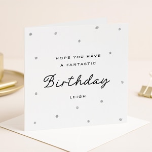 Personalized Glitter Dots Birthday Card: Handmade Luxury Card