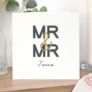 Carte de mariage gay personnalisée, carte de mariage gay, carte de mariage sur mesure, carte de mariage gay Mr et Mr, carte de mariage Mr et Mr paillettes d'or