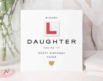 Luxury Handmade 17th Birthday Card for Daughter