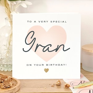 Carte d'anniversaire pour grand-mère, cartes d'anniversaire pour elle, carte d'anniversaire personnalisée pour grand-mère, carte d'anniversaire rose, carte d'anniversaire grand-mère rose