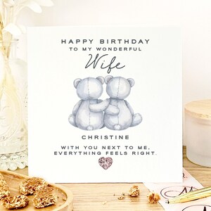 Carte d'anniversaire à ma merveilleuse femme, carte d'anniversaire ours en peluche pour femme, carte d'anniversaire romantique pour femme, cartes d'anniversaire scintillantes pour elle
