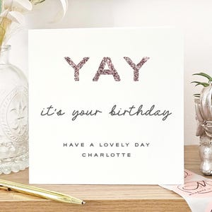 C'est votre carte d'anniversaire, carte de paillettes scintillantes pour un anniversaire, cadeau d'anniversaire pour un ami, carte d'anniversaire pour un ami très spécial, carte rose