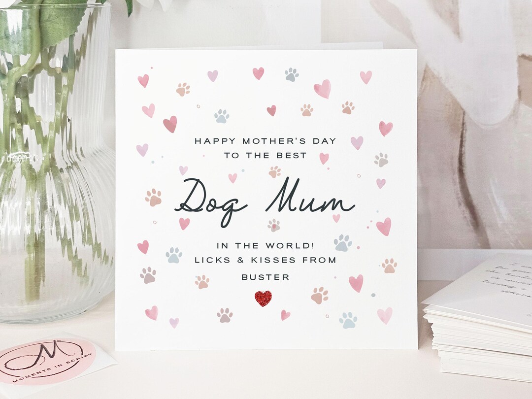 Mother’s Day Card From Dog – Heart & Paw Print Design for Dog Mum - Etsy