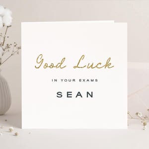 Personalised Gold Glitter Star Good Luck Exam Card: Handmade