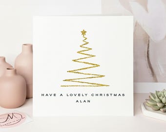 Luxury Gold Glitter Tree Christmas Card: Handmade Holiday Greeting