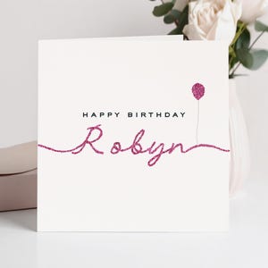 Luxury Personalised Pink Glitter Birthday Card: Handmade Keepsake