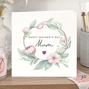 Carte de fête des mères pour maman, carte de fête des mères rose scintillant, carte spéciale fête des mères, carte coeur rose pour la fête des mères
