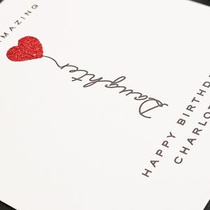 Luxury Handmade Personalised Red Glitter Heart Birthday Card for Daughter image 4