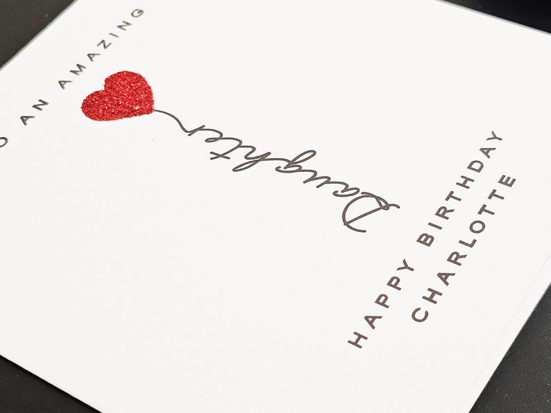 Luxury Handmade Personalised Red Glitter Heart Birthday Card for Daughter image 4