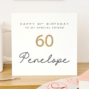 Carte 60e anniversaire pour un ami, cartes d'anniversaire pour elle, carte d'anniversaire personnalisée, carte pailletée biodégradable, carte 60 anniversaire ami
