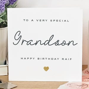 Carte d'anniversaire personnalisée spéciale pour petit-fils, carte d'anniversaire moderne et simple pour petit-fils, cadeau d'anniversaire pour petit-fils